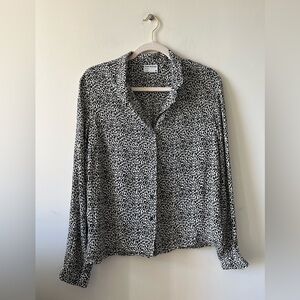 Frank + Oak Animal-Print Button-Down Collared Blouse (Large)
